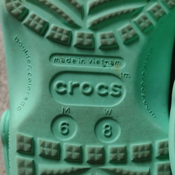 Women's Crocs Mint Green Clogs with Jibits - Picture 2 of 7